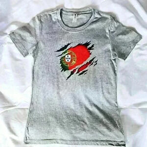 Portugal Slash Women's T-Shirt, Heather Gray, Size S